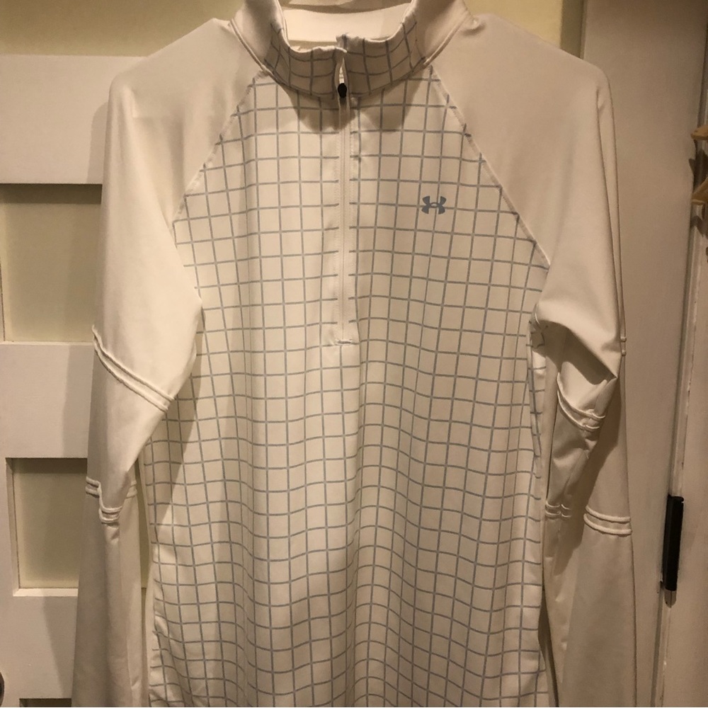 Under Armour Heat Gear Fitted White Quarter Zip High Collar Long Sleeve …